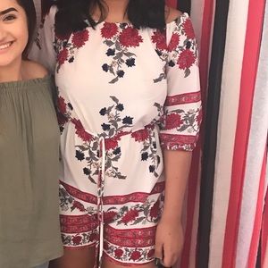 Off the shoulder floral romper